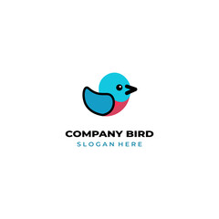 simple colored little bird logo for brand