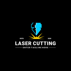 Laser Cutting logo design, laser cutting vector, vintage laser cutting
