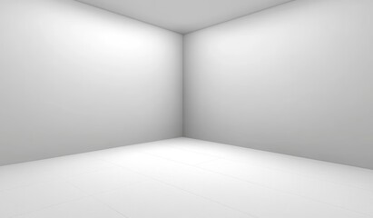 Obraz premium Minimalist White Room Corner Interior Empty Design Space Clean Studio Modern Art Display Background