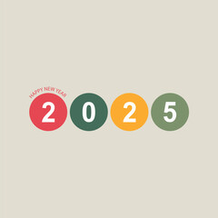 colorful circle 2025 happy new year element vector design
