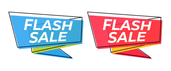 Flash sale ribbon and banner collection set vector image, price discount label for store
