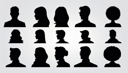 Vector Flat Illustration of User Profile Silhouette Icons for Social Media and Templates. Generative AI