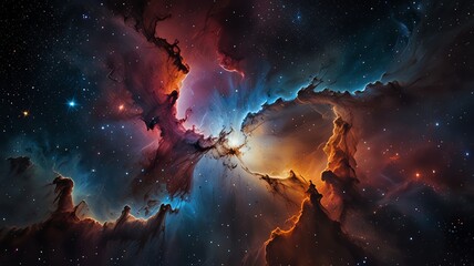 Obraz premium Here are a few options for your stock photo description, all under 200 characters:**Option 1 (Focus on visuals):**> Vibrant nebula in deep space