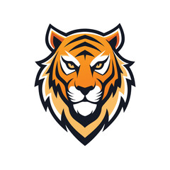 simple modern tiger head logo with clean lines and minimalist style and simple color pallete. tiger head logo on white background