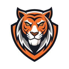 simple modern tiger head logo with clean lines and minimalist style and simple color pallete. tiger head logo on white background