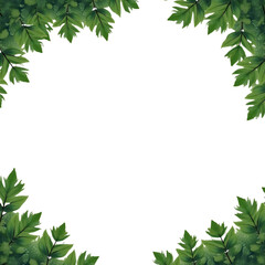 Fototapeta premium Green tree border, green leaves border frame transparent background