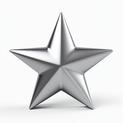 Obraz premium Shiny metallic star sculpture on a white background, exhibiting a sleek and modern design.