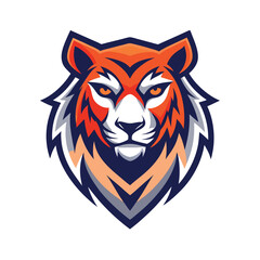 simple modern tiger head logo with clean lines and minimalist style and simple color pallete. tiger head logo on white background