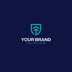 shield logo with tree in simple style and lines