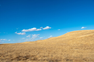 landscape with blue sky, cloud with field mountain in California