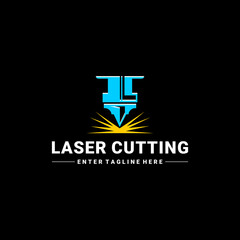 Laser Cutting logo design, laser cutting vector, vintage laser cutting
