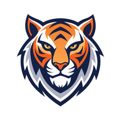 simple modern tiger head logo with clean lines and minimalist style and simple color pallete. tiger head logo on white background