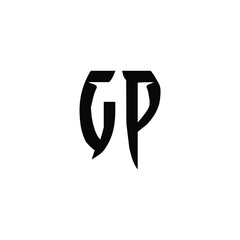 GP monogram logo design letter text name symbol monochrome logotype alphabet character simple logo
