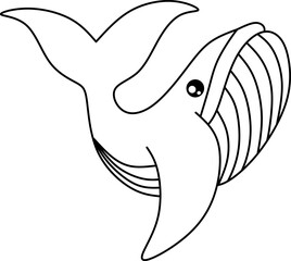 Whale line art for children coloring book