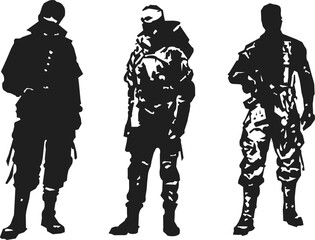 Army silhouette vector art black and white