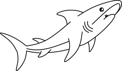 Shark line art for children coloring book
