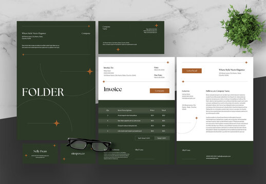 Green And Brown Stationery
