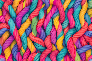 Close-up of colorful candy canes arranged in a festive pattern, ideal for holiday backgrounds and designs
