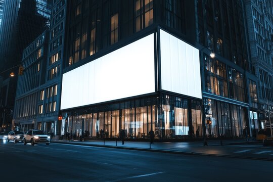 Spacious horizontal advertising display mockup on urban structure for outdoor promotions, showcasing digital lightbox
