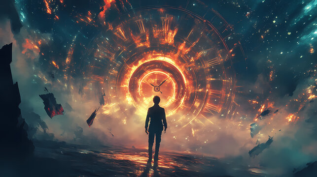 Time dilation fog, temporal visualization, infinity mist, cosmic glow. Temporal. Illustration