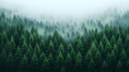 Misty Evergreen Forest Landscape