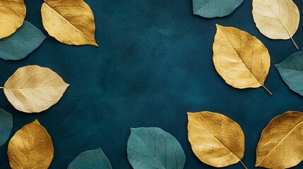 Naklejka premium Floral leaves concept autumn arrangement in a nature-inspired digital forest background