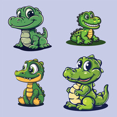Fototapeta premium collection of cute crocodile mascots vector