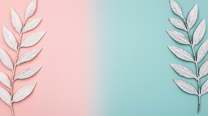 Colorful artistic nature background minimalist floral leaves in creative aesthetic design