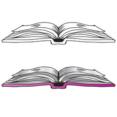 Open book on a white background. Vector illustration of an open book.