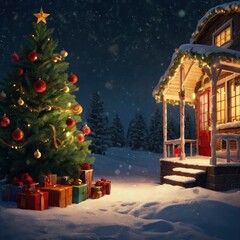 Fototapeta premium Christmas tree in the night