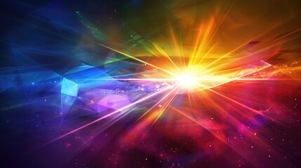 Prismatic Light Effects on Dark Background with Crystal Flare and Holographic Spectrum Reflections.