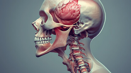 Female temporal bone - skull / cranium anatomy. Temporal. Illustration
