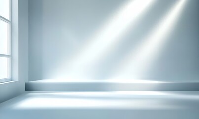 Light Blue Minimal Abstract Background for Product Presentation with Shadows from Windows