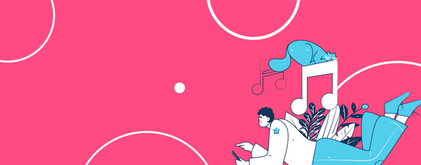 Music characters scene flat vector concept operation illustration
