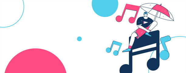 Music characters scene flat vector concept operation illustration
