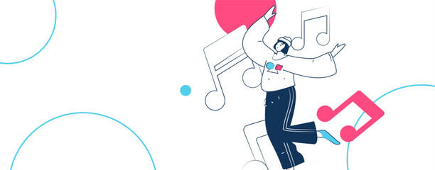 Music characters scene flat vector concept operation illustration
