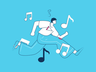 Music characters scene flat vector concept operation illustration
