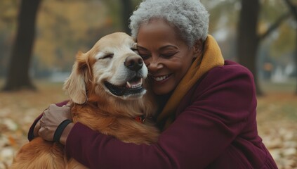 Obraz premium Tender Moment Between Faithful Dog and Loving Owner