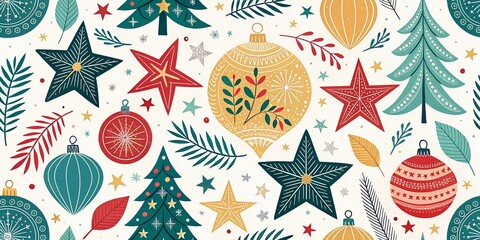 Christmas. Seamless pattern, Modern abstract vector illustrations for greeting cards, party invitation card, website banner, social media banners, and marketing material. without text
