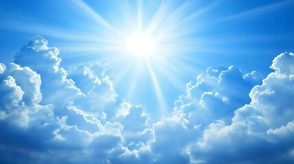 Bright blue sky with wispy clouds scattered across, with sunlight shining through and casting soft shadows