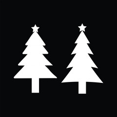 Fototapeta premium Christmas tree silhouette vector. Black Christmas tree flat design icon.