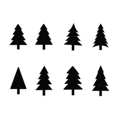 Obraz premium Pine icon set. Fir tree vector set. Christmas tree flat design icon.