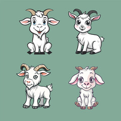 Obraz premium collection of cute goat mascots vector