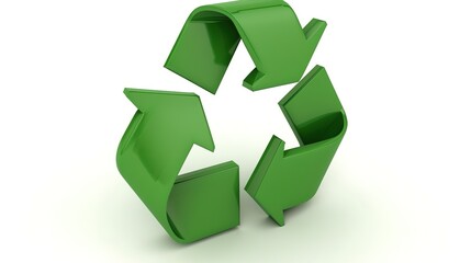 Obraz premium Natural Green Recycling Symbol - A Symbolic and Eco - Friendly Visual Representation. The Green Recycling Symbol with Its Natural Elements and Design, Standing Out on Its Own, Creating a Conscious and