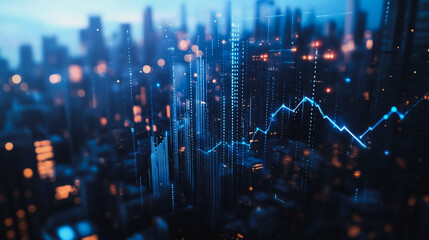 Obraz premium Smart digital city with connection cyber security network reciprocity over the twilight cityscape.future wireless digital city and social media networking systems that connects people within the city