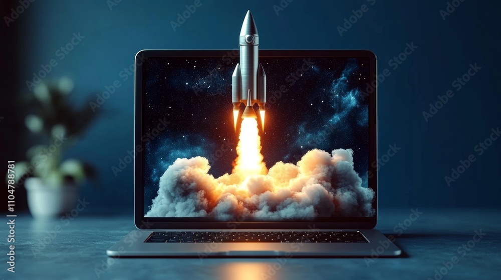 Poster startup business concept digital technology innovation for scaling operations and growth