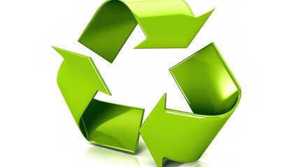 Fototapeta premium Natural Green Recycling Symbol - A Symbolic and Eco - Friendly Visual Representation. The Green Recycling Symbol with Its Natural Elements and Design, Standing Out on Its Own, Creating a Conscious and