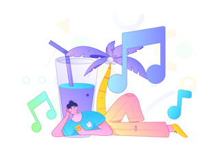 Music characters scene flat vector concept operation illustration
