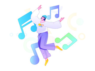 Music characters scene flat vector concept operation illustration
