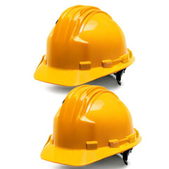 Fototapeta premium Hard hats arranged neatly, showcasing safety equipment used in construction sites
